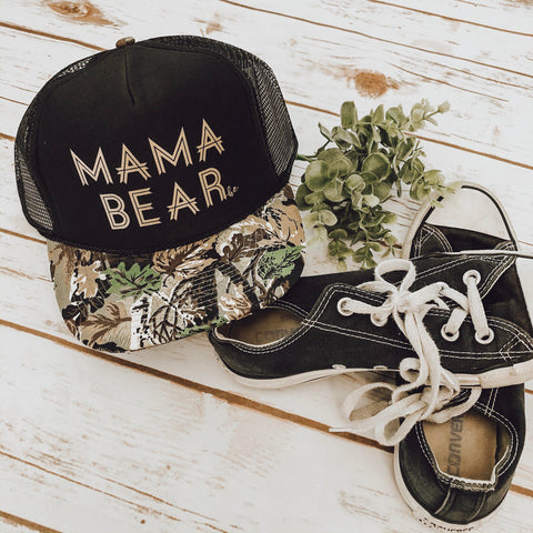 Trucker Hat "Mama Bear" BLACK CAMO