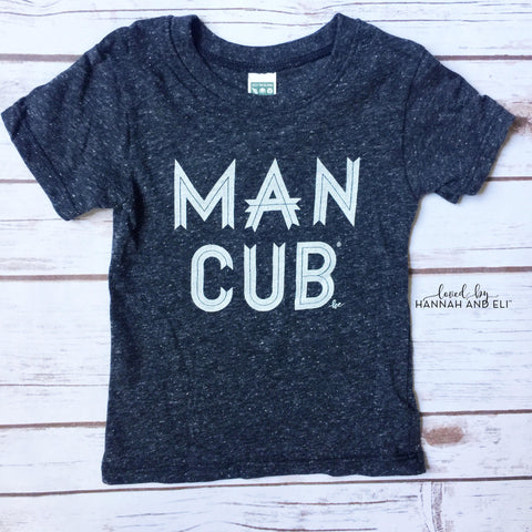 "Man Cub" Tri-Black Tee Shirt White Ink