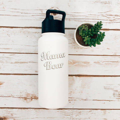 32oz "Mama Bear" Water Bottle - WHITE